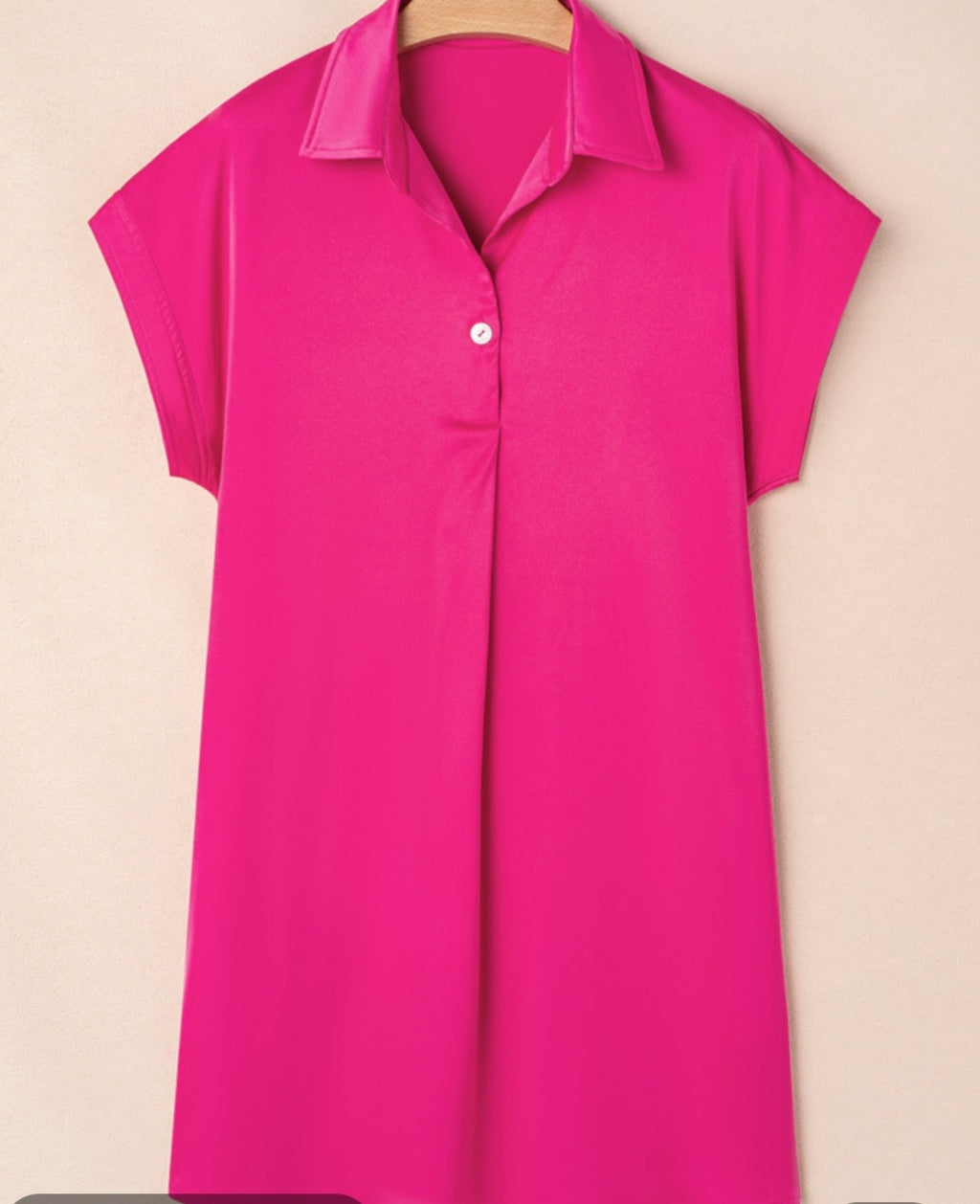 Rose Red Buttoned Collar Shift T-shirt Mini Dress