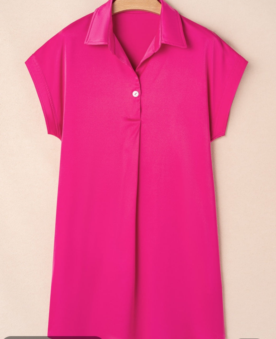 Rose Red Buttoned Collar Shift T-shirt Mini Dress